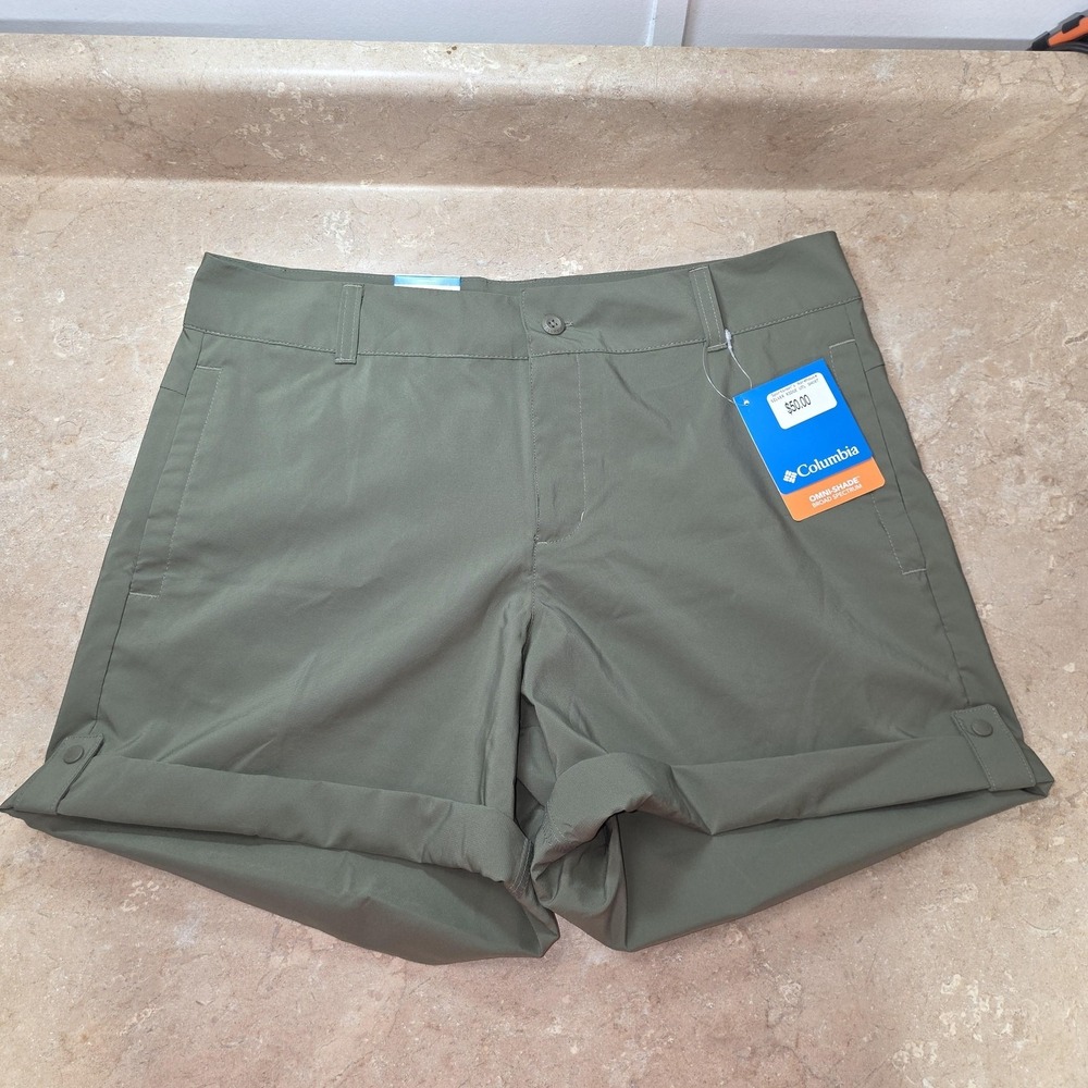 New Columbia Silver Ridge Utility Shorts Women 12 Green Cuffed Hiking 4 Inseam - Picture 3 of 10